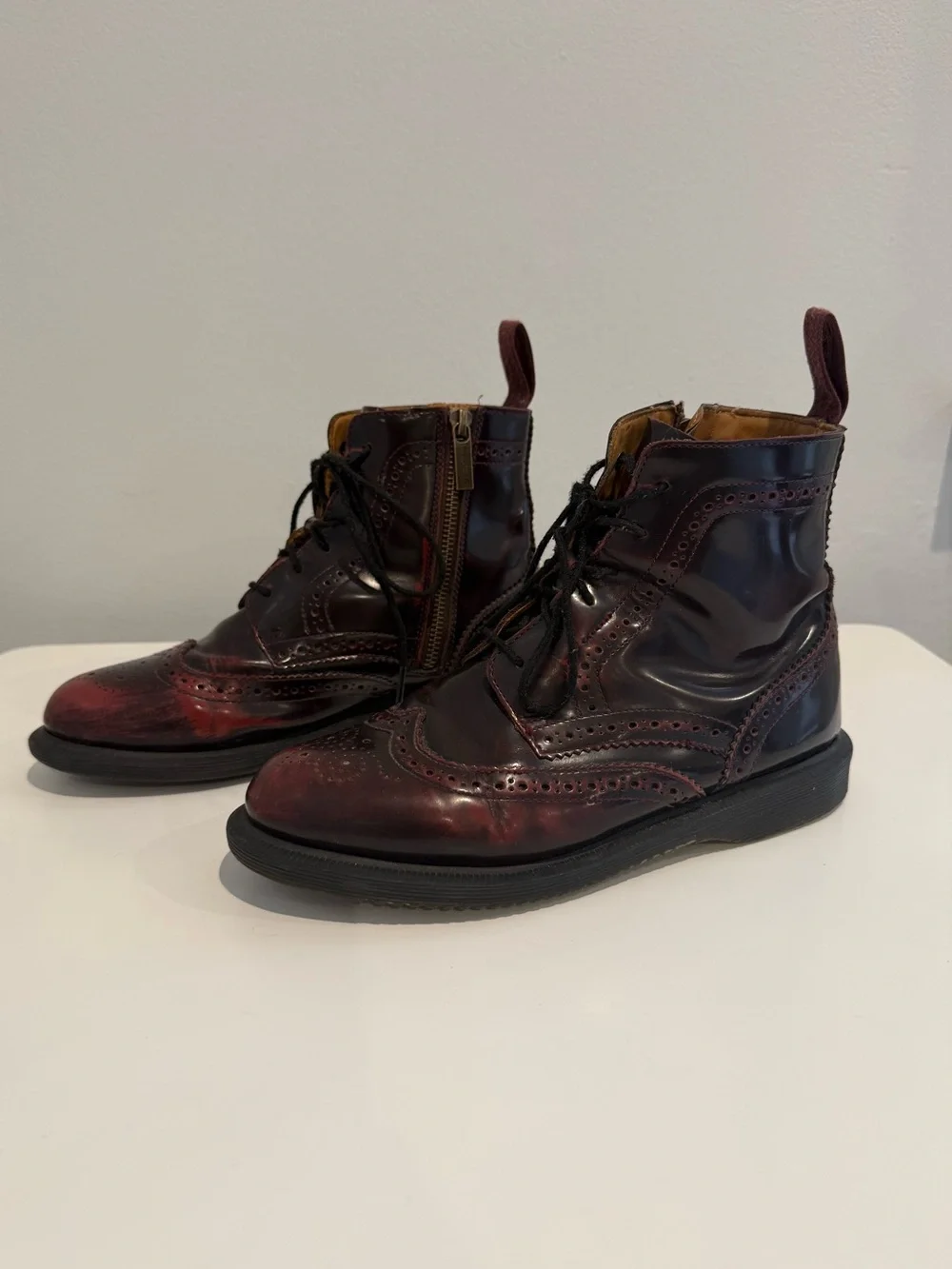 Dr. Marten’s Women’s Oxblood Wingtip Leather Lace-Up Boots - Picture 2 of 4